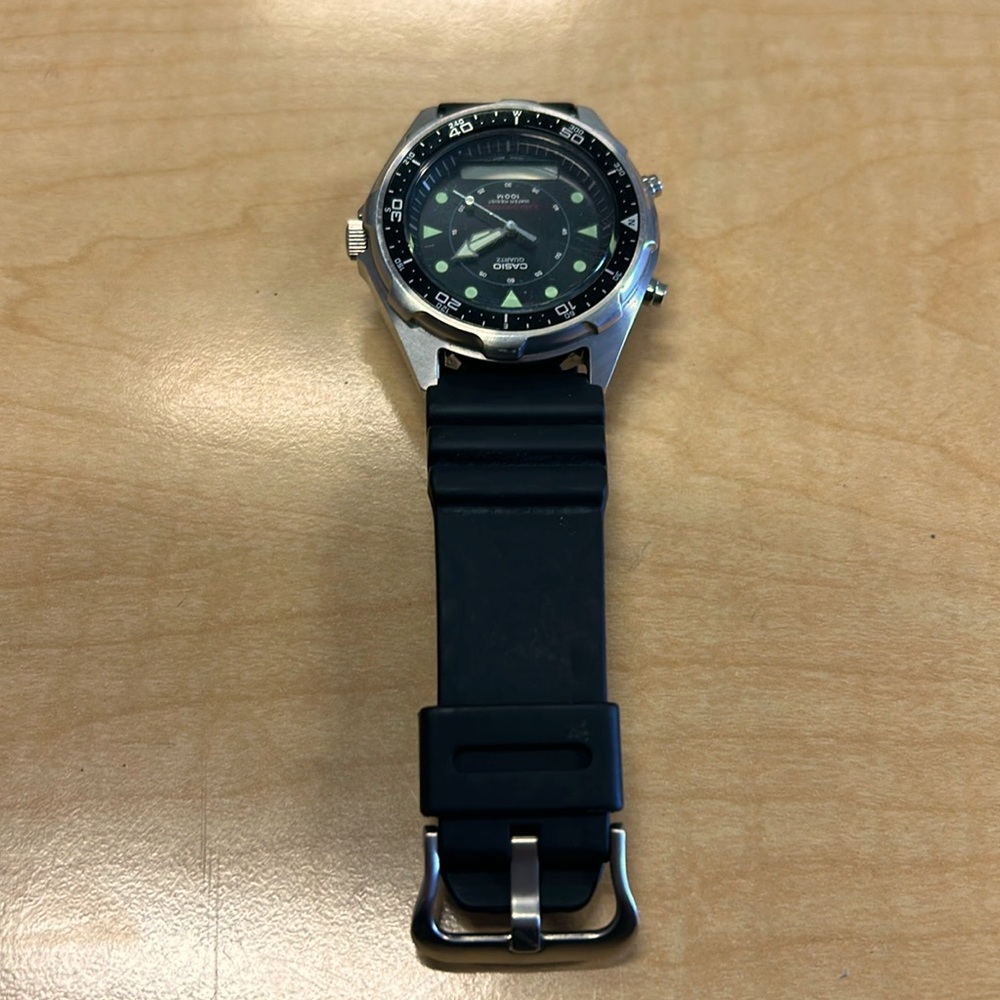 Gray Casio watch used waterproof